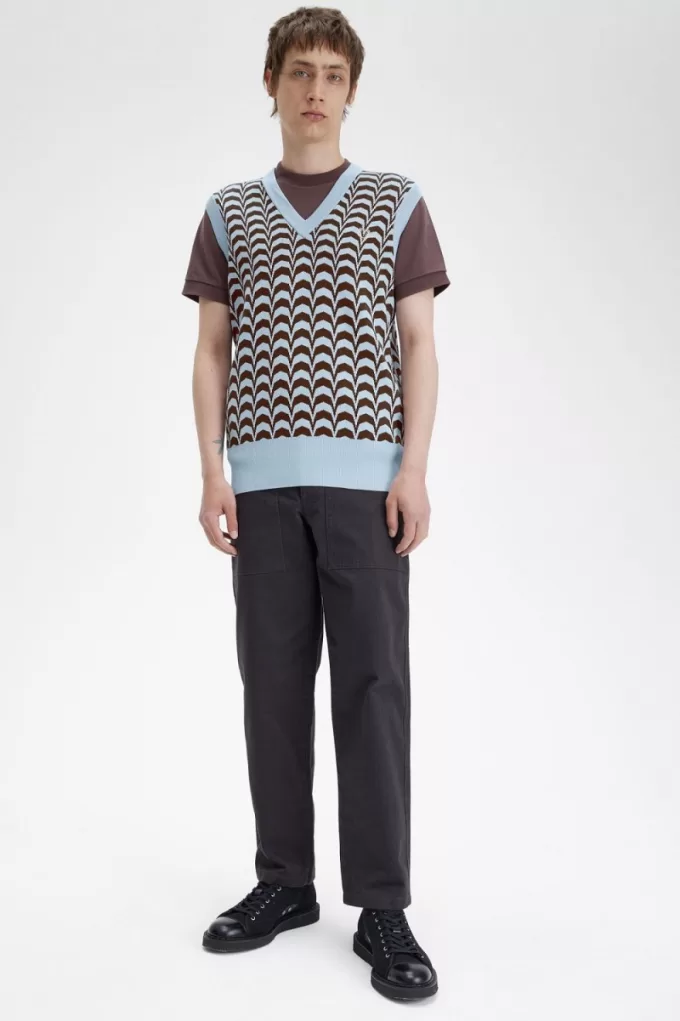 Jacquard Herren Tanks Türkis