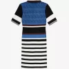 Jacquard-Strickstreifen-Damenkleid Twilight Blue