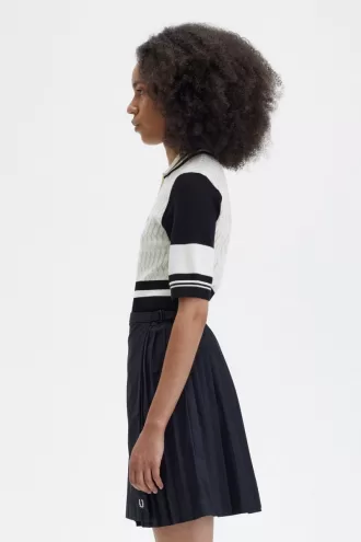 Jacquard gestricktes Damenhemd Beige