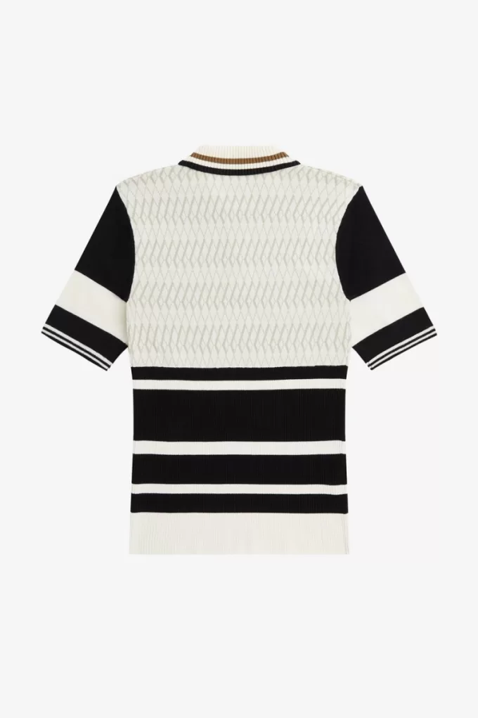 Jacquard gestricktes Damenhemd Beige Jacquard gestricktes Damenhemd Beige