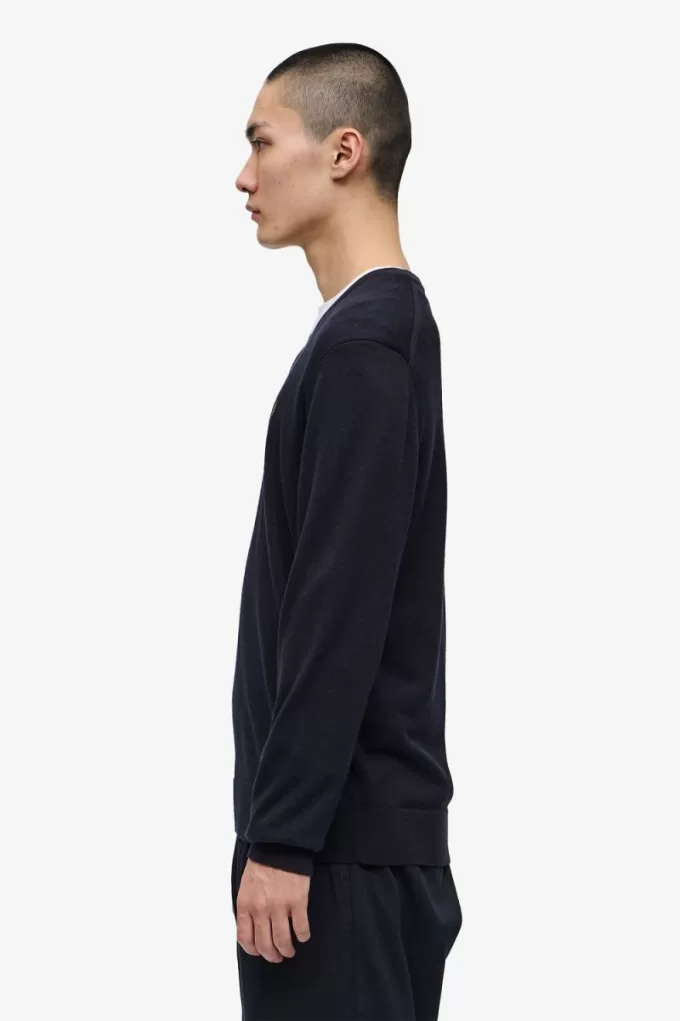 Klassischer Herrenpullover mit V-Ausschnitt, Marineblau