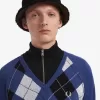 Lambswool Argyle V-Neck Herrenpullover Kobalt
