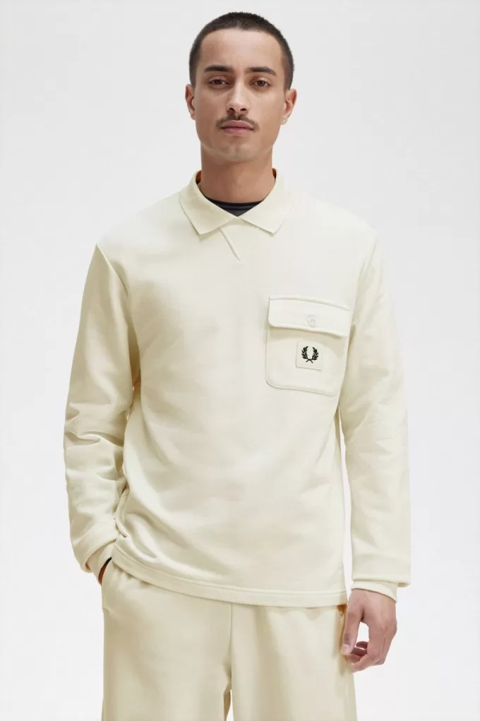 Langarm-Loopback-Herren-Sweatshirt Beige Langarm-Loopback-Herren-Sweatshirt Beige