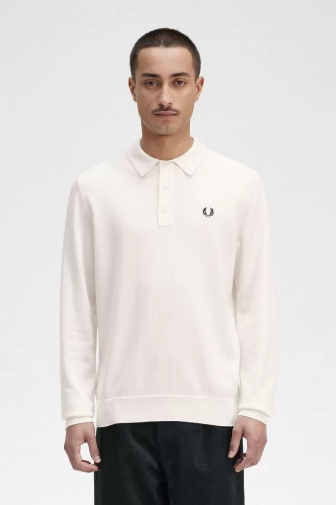 Langarm-Strickhemd für Herren Beige