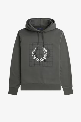 Laurel Wreath Grid Kapuzenpullover für Herren, Feldgrün