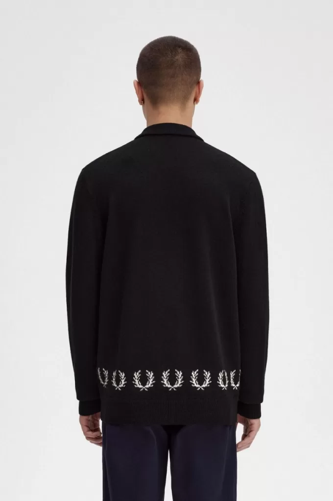 Laurel Wreath Trim Gestricktes Herrenhemd Schwarz