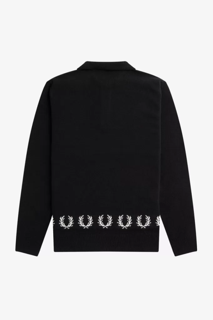 Laurel Wreath Trim Gestricktes Herrenhemd Schwarz