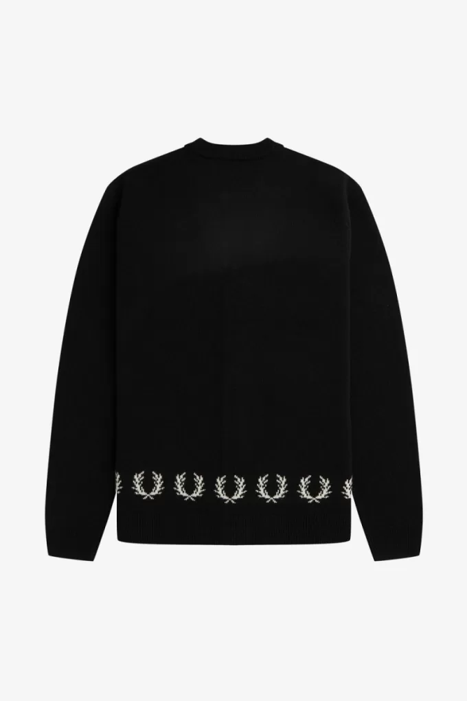 Laurel Wreath Trim Herren-Cardigan Schwarz