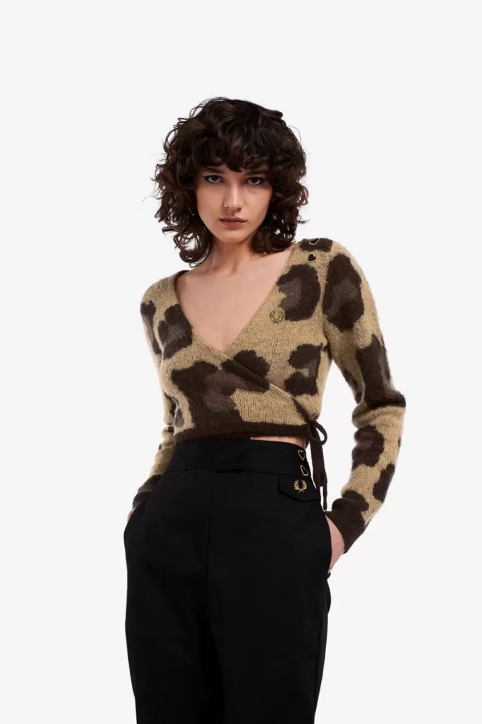 Leopard Wrap Damen-Cardigan Tonal Leopard