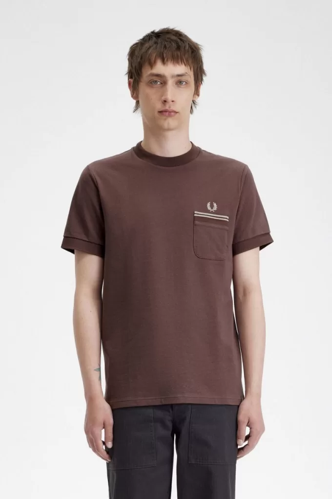 Loopback Jersey Pocket Herren T-Shirt Dunkelrot