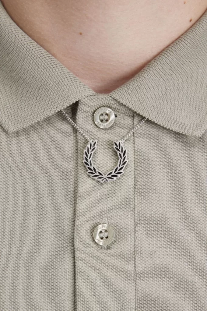 Lorbeerkranz-Halskette Herrenschmuck Metallic-Silber