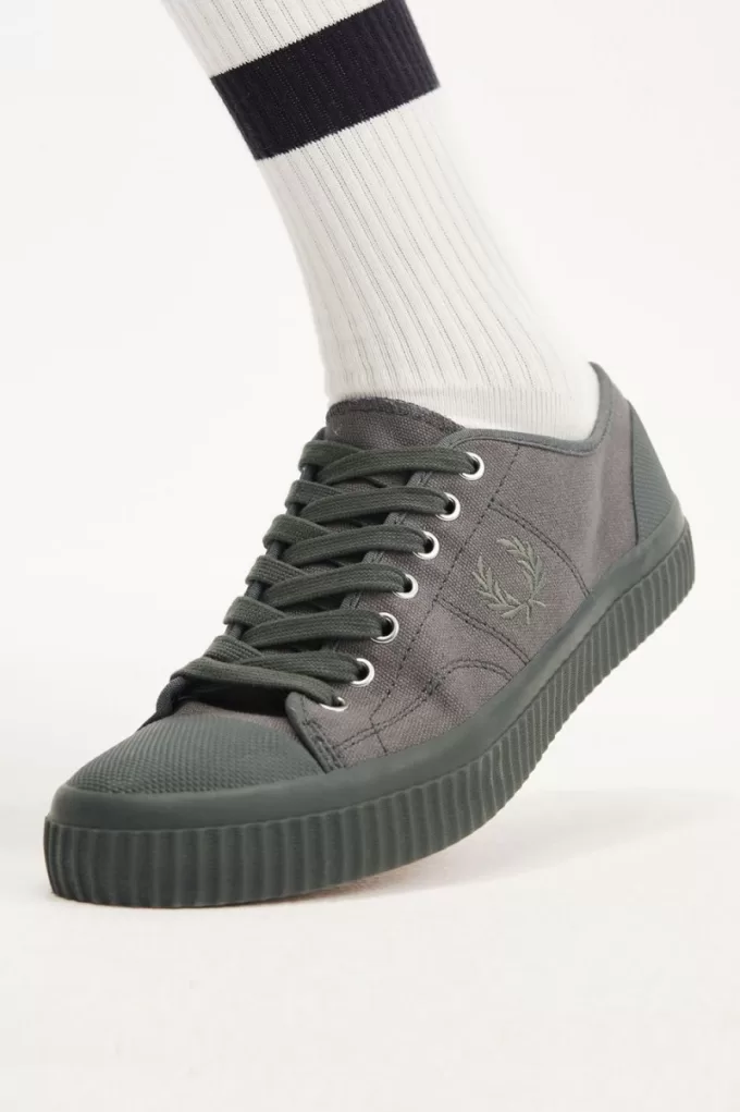 Low Hughes Herren-Plimsolls Field Green Warm Grey