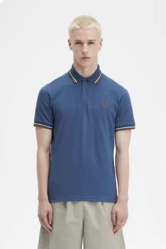 M12 Herrenhemd Mitternachtsblau Beige Dunkler Kaffee