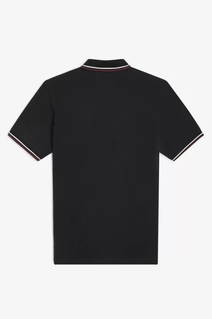 M12 Herrenhemd Schwarz Beige Oxblood