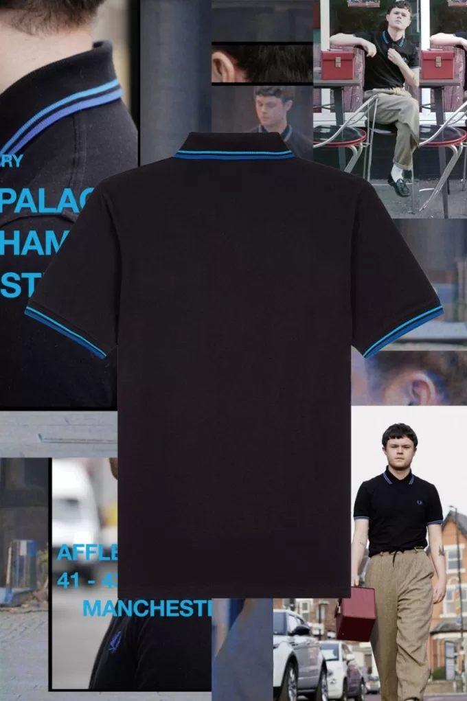 M12 Herrenhemd Schwarz Blau