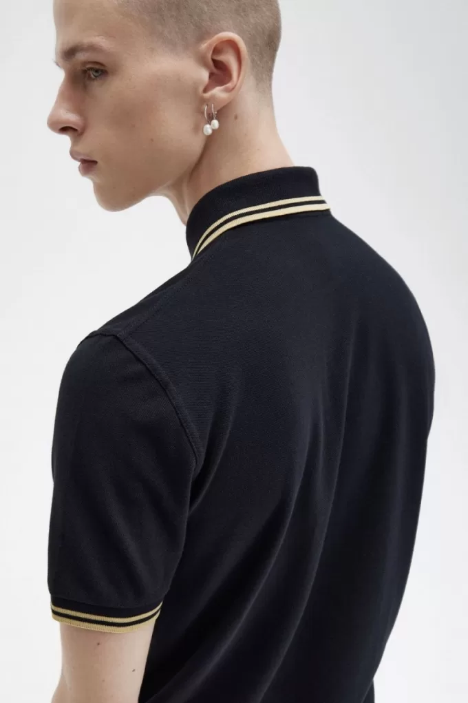 M12 Herrenhemd Schwarz Champagner