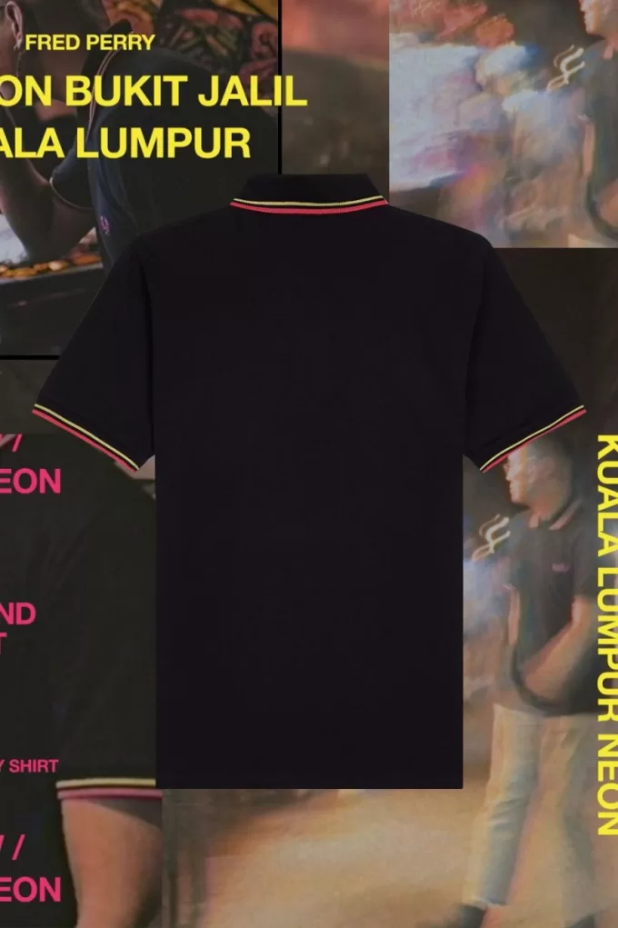 M12 Herrenhemd Schwarz Leuchtend Gelb Kuala Lumpur Neon