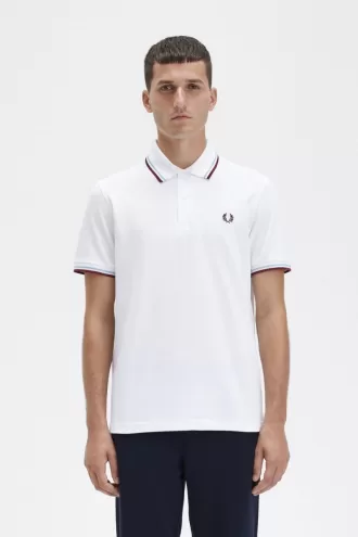 M12 Herrenhemd Weiß Aqua Maroon