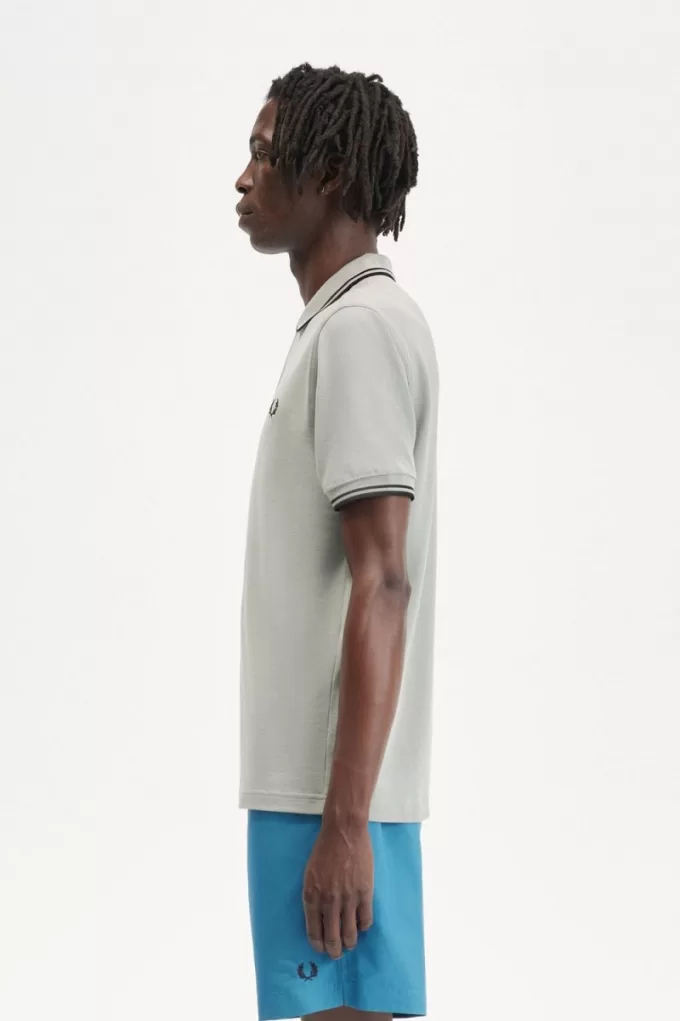 M3600 Herrenhemd Grau Schwarz