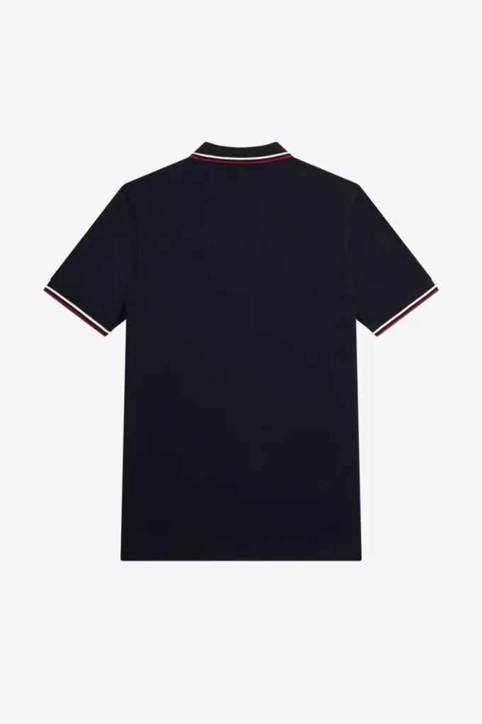 M3600 Herrenhemd Navy Snow White Burnt Red