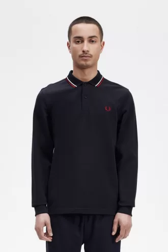 M3636 Herrenhemd Navy Snow White Burnt Red