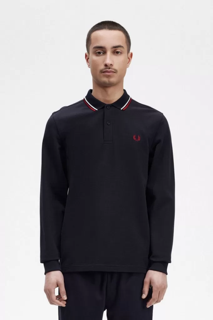 M3636 Herrenhemd Navy Snow White Burnt Red