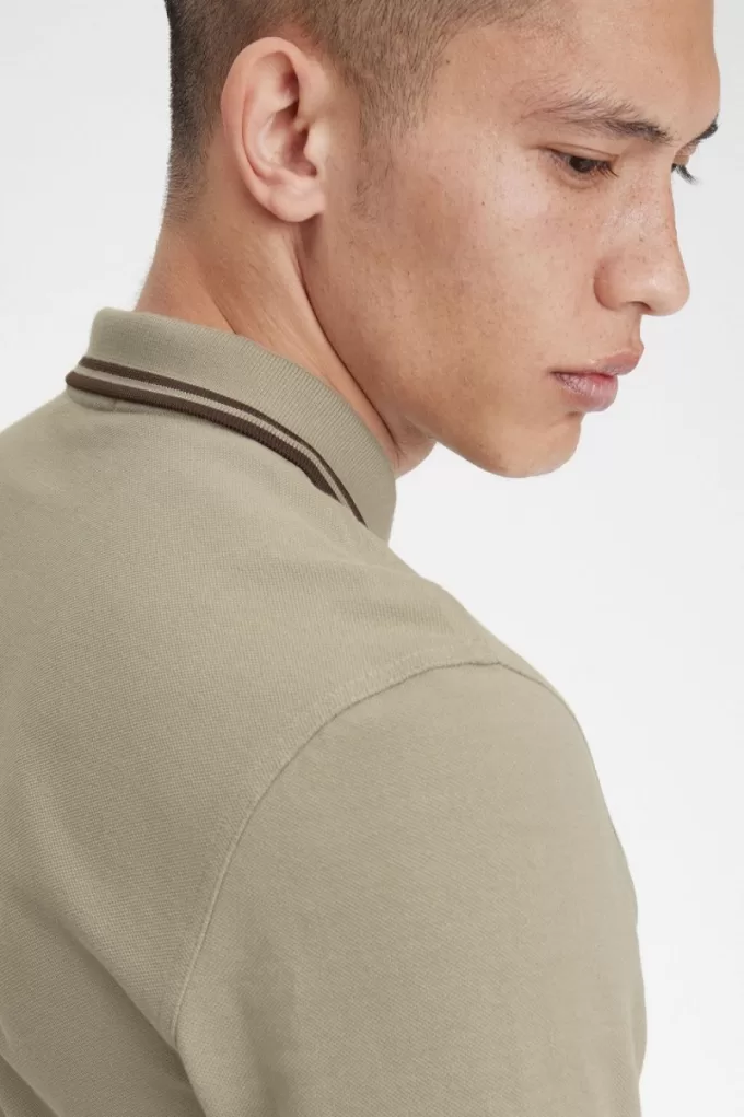 M3636 Herrenhemd Warm Grau Dunkelrot