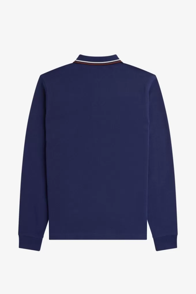 M3636 Herrenhemd, französisches Marineblau, Beige, Whiskybraun