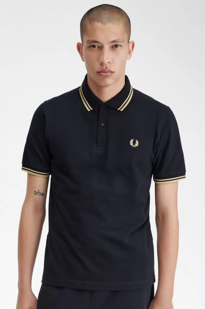 Makati M12 Herren Poloshirt Schwarz Champagner