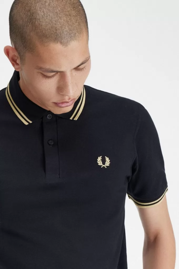 Makati M12 Herren Poloshirt Schwarz Champagner