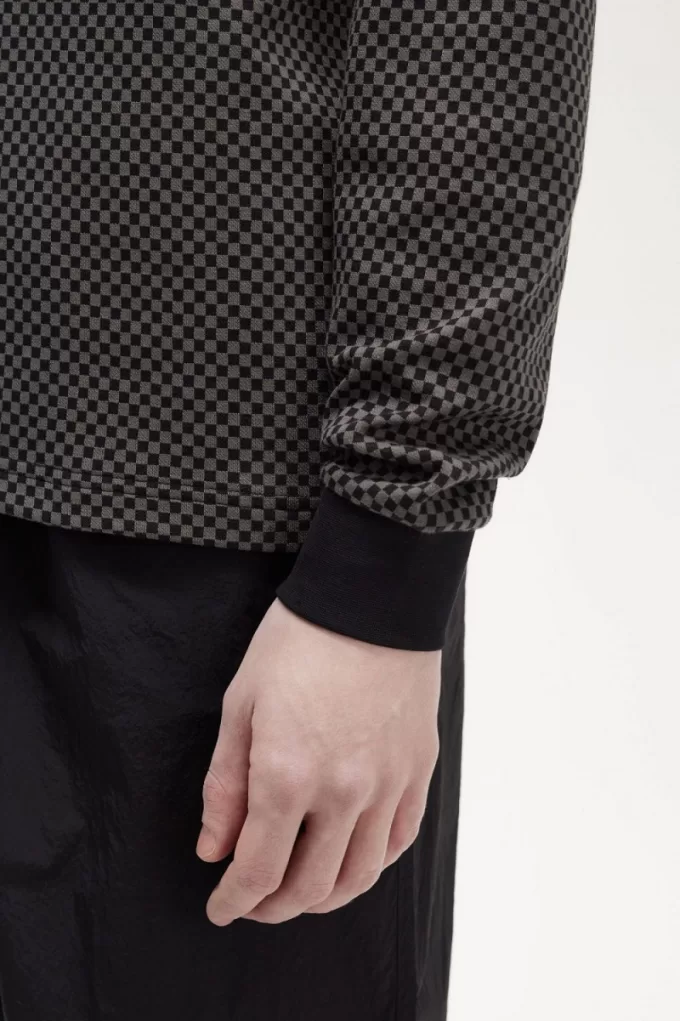 Micro Chequerboard Herren-Poloshirt, Schwarz, Feldgrün Micro Chequerboard Herren-Poloshirt, Schwarz, Feldgrün