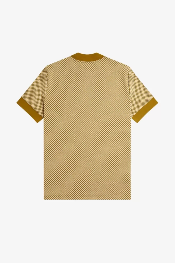 Micro Chequerboard Herren T-Shirt Oatmeal Dark Coffee