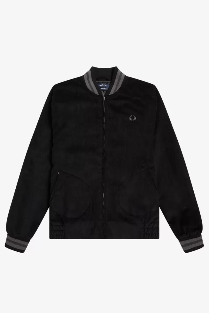 Needlecord Tennis Bomber Herrenjacken Schwarz
