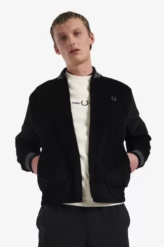Needlecord Tennis Bomber Herrenjacken Schwarz