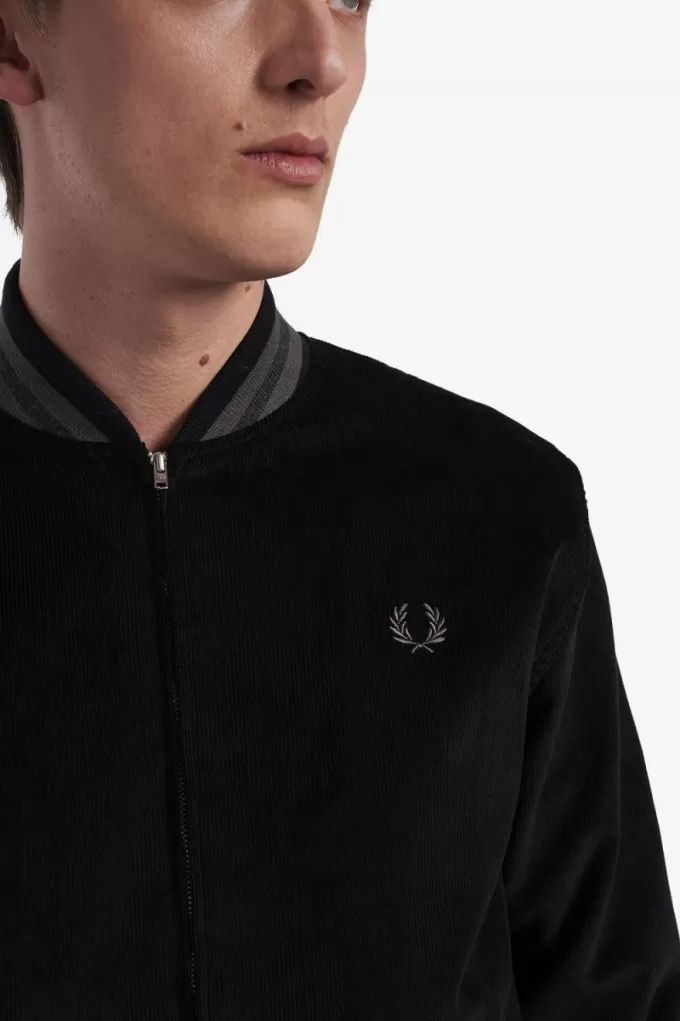 Needlecord Tennis Bomber Herrenjacken Schwarz
