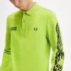 Noongoons Langarm-Grafik-Poloshirt für Herren in Limettengrün