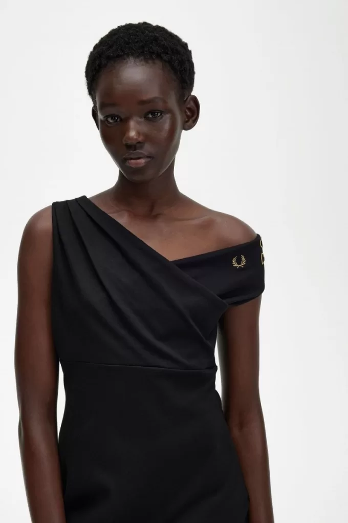 Off-The-Shoulder Damenkleid Schwarz