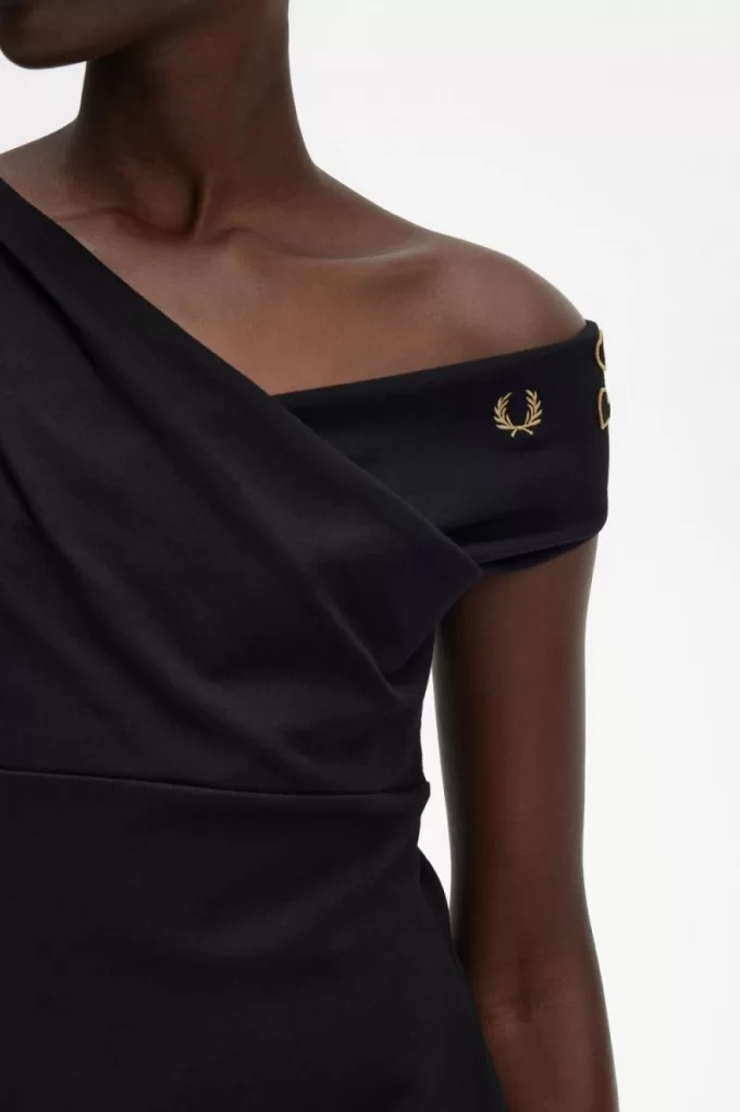 Off-The-Shoulder Damenkleid Schwarz