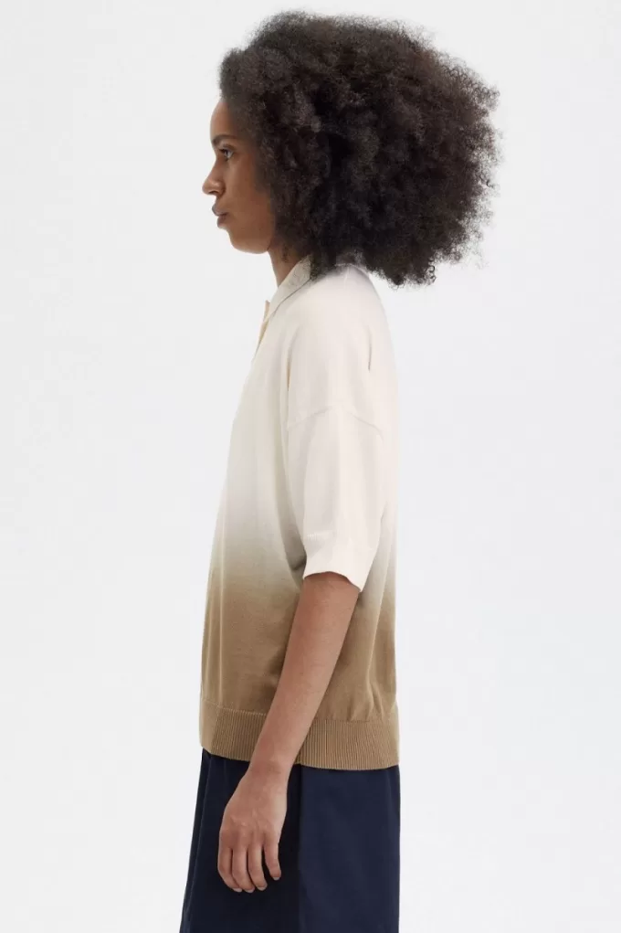 Ombre Gestricktes Damenhemd Silky Peach