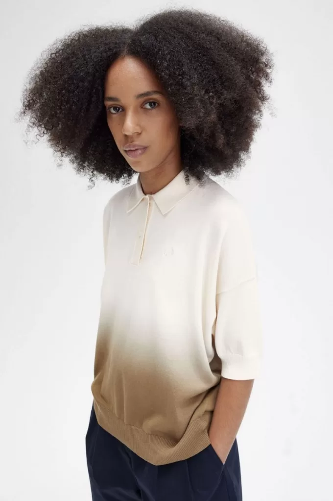 Ombre Gestricktes Damenhemd Silky Peach