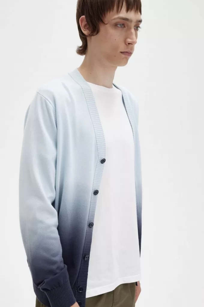 Ombre Herren-Cardigan Hellblau