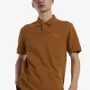 One Button Herren-Poloshirt, dunkler Kaffee