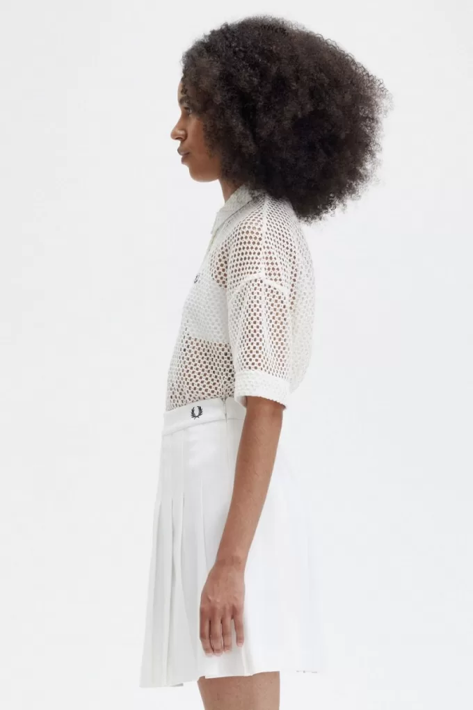 Open-Knit Damenhemd Schneeweiß