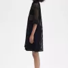 Open-Knit Shirt Damenkleid Schwarz