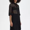 Open-Knit Shirt Damenkleid Schwarz