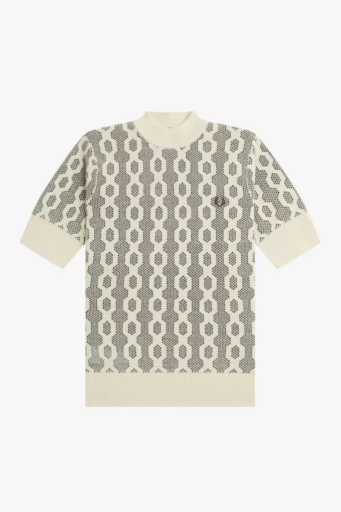 Open-Knit Short Sleeve Damenpullover Haferflocken