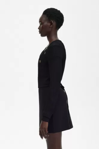 Open-Knit Wrap Damen-Cardigan Schwarz