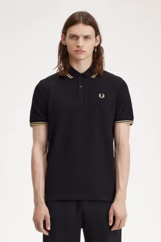 Osaka M12 Herren Poloshirt Schwarz Champagner