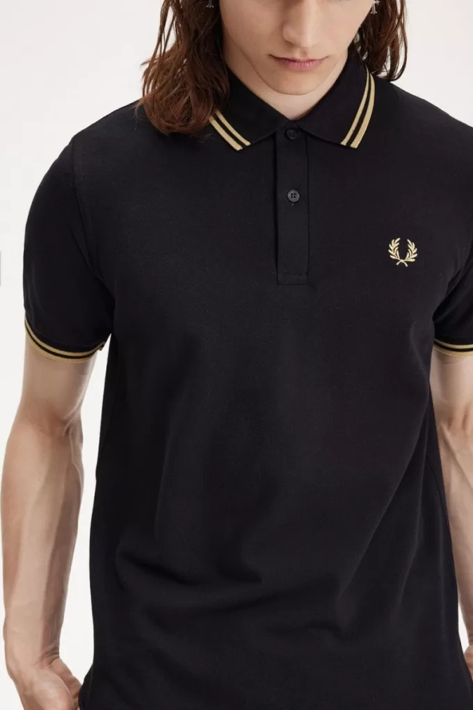 Osaka M12 Herren Poloshirt Schwarz Champagner Osaka M12 Herren Poloshirt Schwarz Champagner