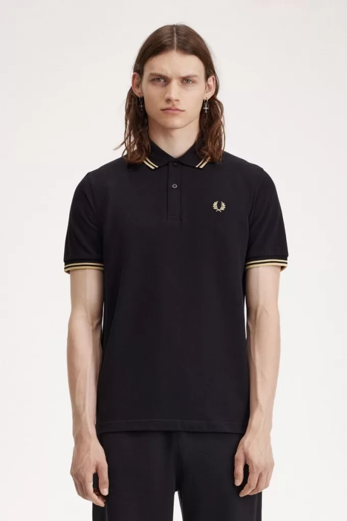 Osaka M12 Herren Poloshirt Schwarz Champagner Osaka M12 Herren Poloshirt Schwarz Champagner